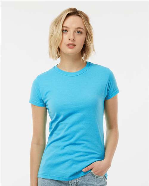 Women's Fine Jersey Slim Fit T-Shirt - OnModelFront - B20159048 - Aqua