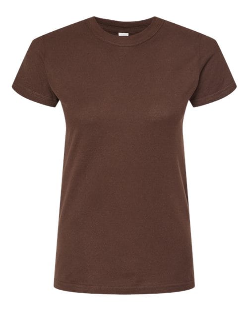 Women's Fine Jersey Slim Fit T-Shirt - Front - B20159608 - Brown