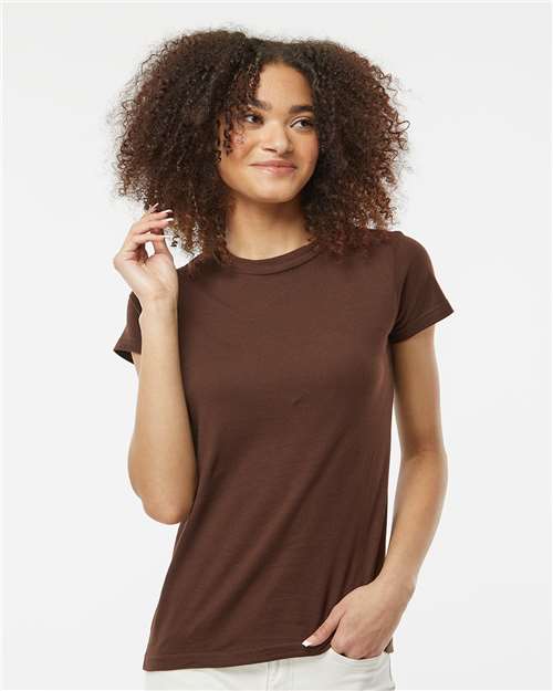 Women's Fine Jersey Slim Fit T-Shirt - OnModelFront - B20159608 - Brown
