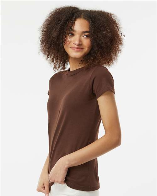 Women's Fine Jersey Slim Fit T-Shirt - OnModelSide - B20159608 - Brown