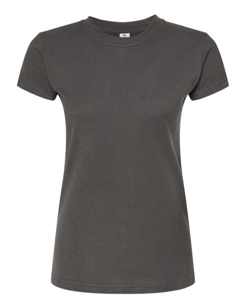 Women's Fine Jersey Slim Fit T-Shirt - Front - B20159598 - Charcoal