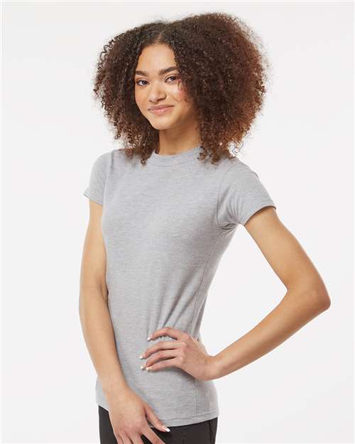 Women's Fine Jersey Slim Fit T-Shirt - OnModelSide - B20159108 - Heather Grey
