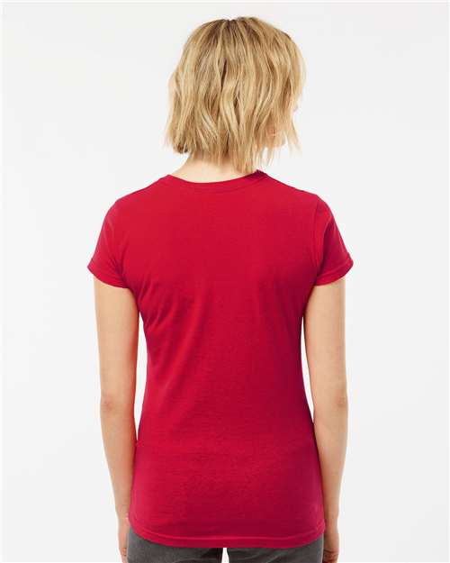 Women's Fine Jersey Slim Fit T-Shirt - OnModelBack - B20159708 - Red