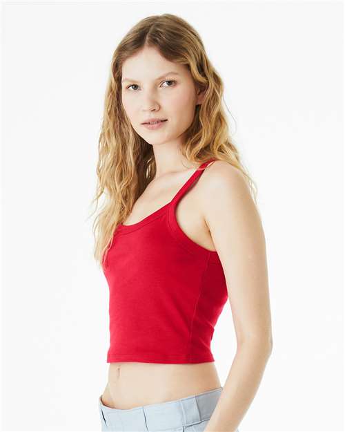 1012 Women's Micro Rib Spaghetti Strap Tank in Solid Red Blend