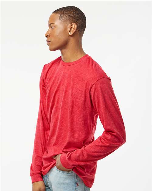 Unisex Heavyweight Jersey Long Sleeve T-Shirt - OnModelSide - B31059113 - Heather Red