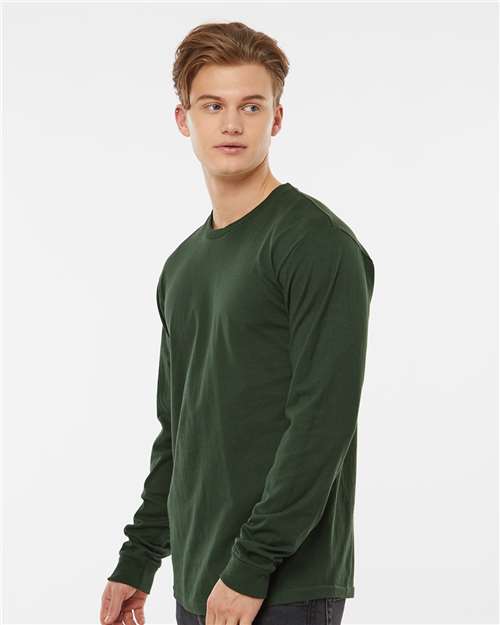 Unisex Heavyweight Jersey Long Sleeve T-Shirt - OnModelSide - B31059543 - Hunter Green