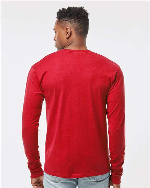 Unisex Heavyweight Jersey Long Sleeve T-Shirt - OnModelBack - B31059123 - Red