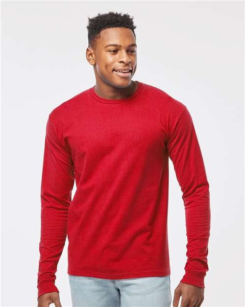 Unisex Heavyweight Jersey Long Sleeve T-Shirt - OnModelFront - B31059123 - Red