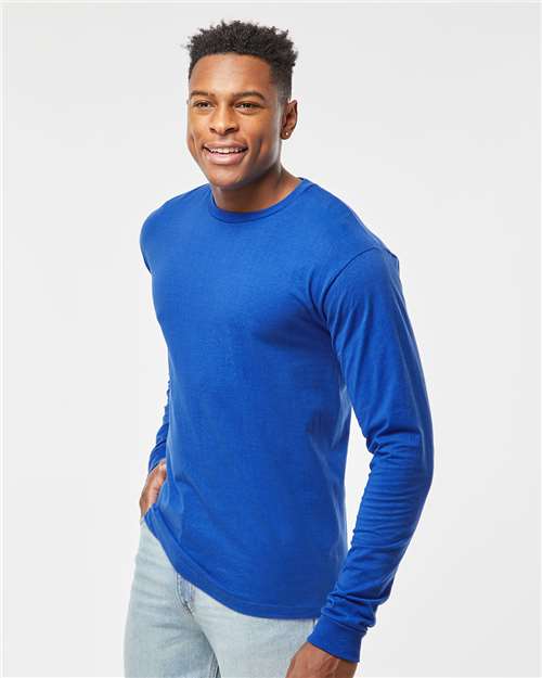 Unisex Heavyweight Jersey Long Sleeve T-Shirt - OnModelSide - B31059753 - Royal