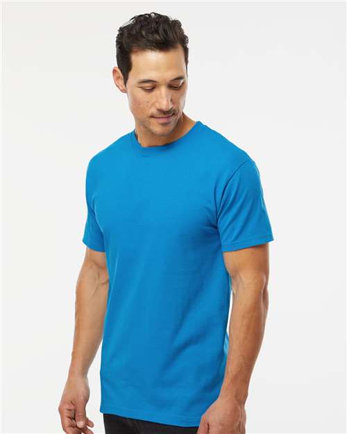 Men's Gold Soft Touch T-Shirt - OnModelSide - B01542973 - Turquoise
