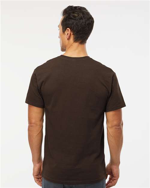 Men's Gold Soft Touch T-Shirt - OnModelBack - B01542553 - Chocolate