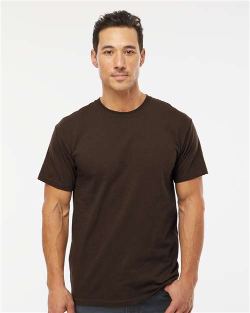 Men's Gold Soft Touch T-Shirt - OnModelFront - B01542553 - Chocolate