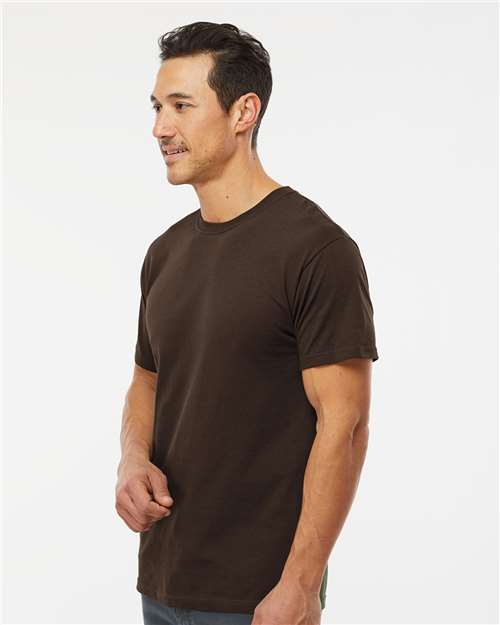 Men's Gold Soft Touch T-Shirt - OnModelSide - B01542553 - Chocolate