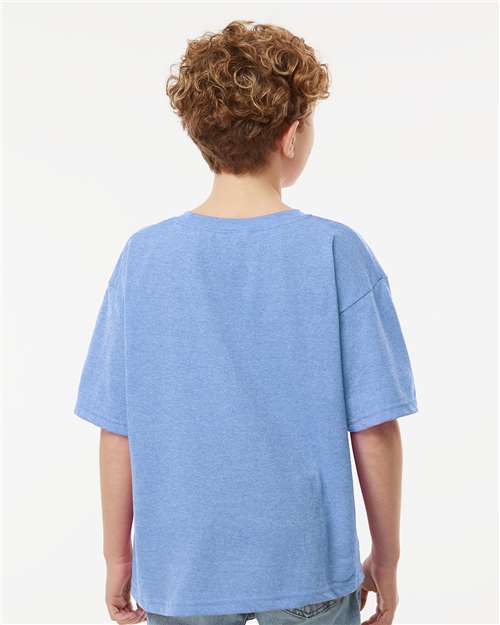 Youth Gold Soft Touch T-Shirt - OnModelBack - B01842272 - Light Blue Heather
