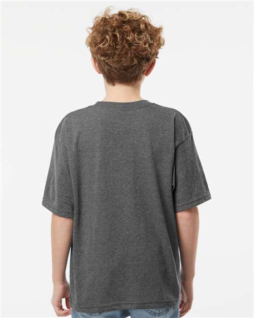 Youth Gold Soft Touch T-Shirt - OnModelBack - B01842592 - Dark Heather