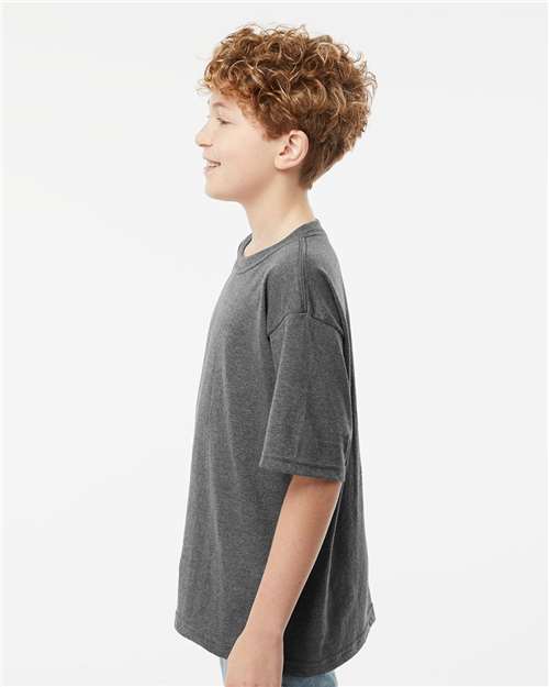 Youth Gold Soft Touch T-Shirt - OnModelSide - B01842592 - Dark Heather