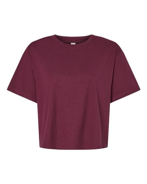 102 Women's Fine Jersey Boxy Tee in Burgundy
