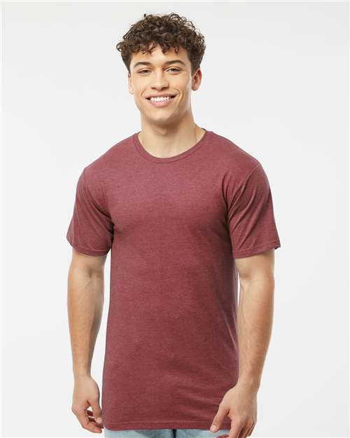 Unisex Heavyweight Jersey T-Shirt - OnModelFront - B30959532 - Heather Burgundy