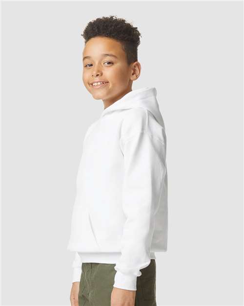 Youth Softstyle® Midweight Hooded Sweatshirt - OnModelSide - B00960002 - White