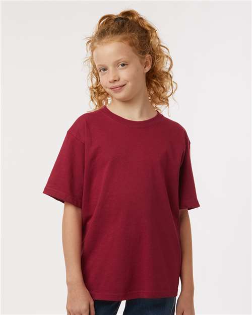 Youth Gold Soft Touch T-Shirt - OnModelFront - B01842712 - Cardinal Red