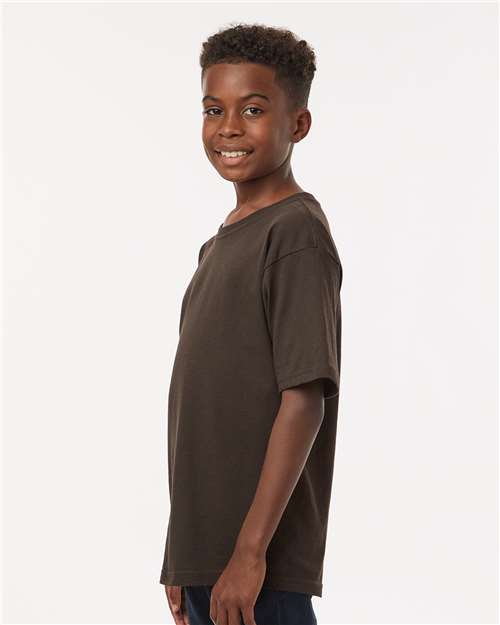Youth Gold Soft Touch T-Shirt - OnModelSide - B01842552 - Chocolate