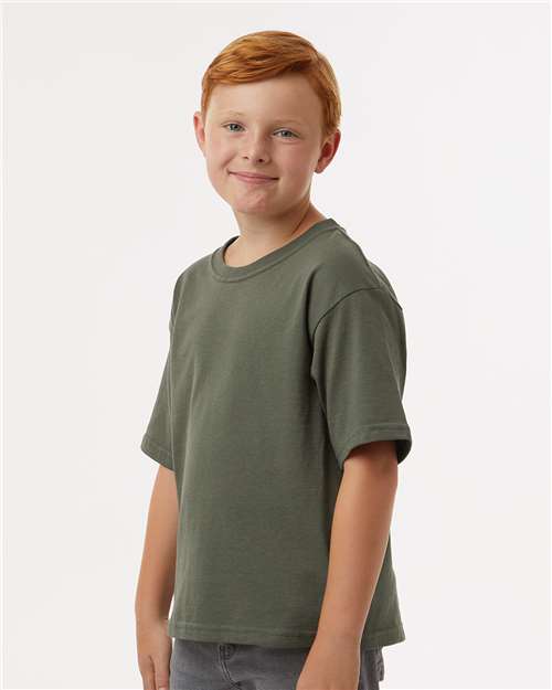Youth Gold Soft Touch T-Shirt - OnModelSide - B01842522 - Military Green