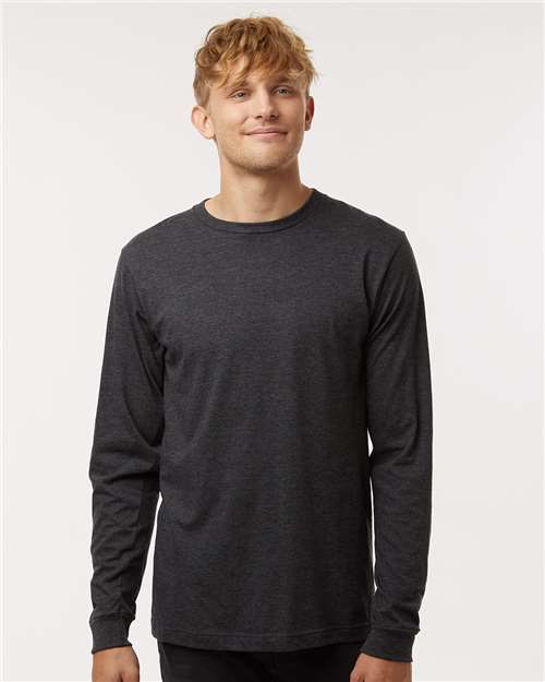Unisex Fine Jersey Long Sleeve T-Shirt - OnModelFront - B00059159 - Heather Graphite