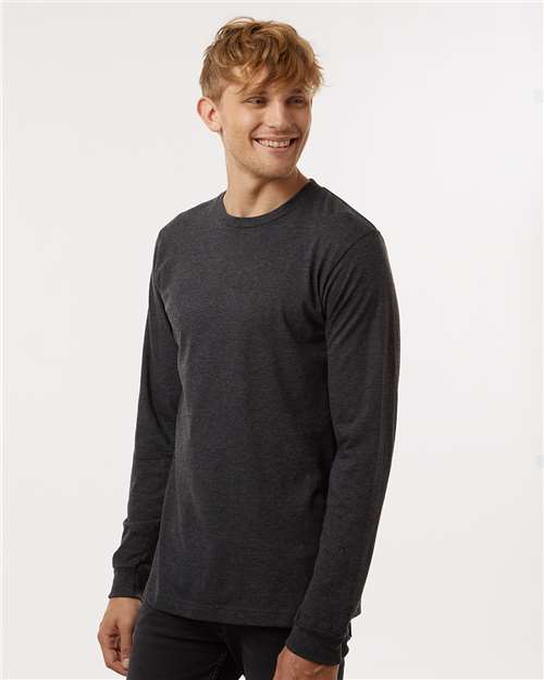 Unisex Fine Jersey Long Sleeve T-Shirt - OnModelSide - B00059159 - Heather Graphite