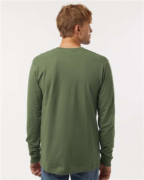 Unisex Fine Jersey Long Sleeve T-Shirt - OnModelBack - B00059219 - Military Green