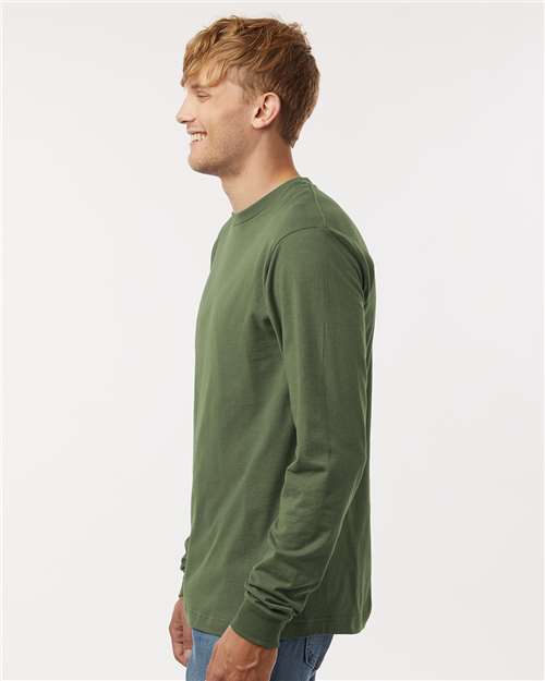 Unisex Fine Jersey Long Sleeve T-Shirt - OnModelSide - B00059219 - Military Green