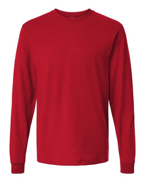 Unisex Fine Jersey Long Sleeve T-Shirt - Front - B00059329 - Red