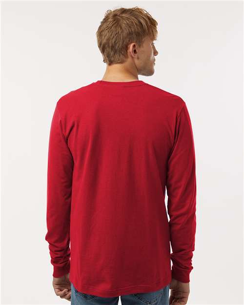 Unisex Fine Jersey Long Sleeve T-Shirt - OnModelBack - B00059329 - Red