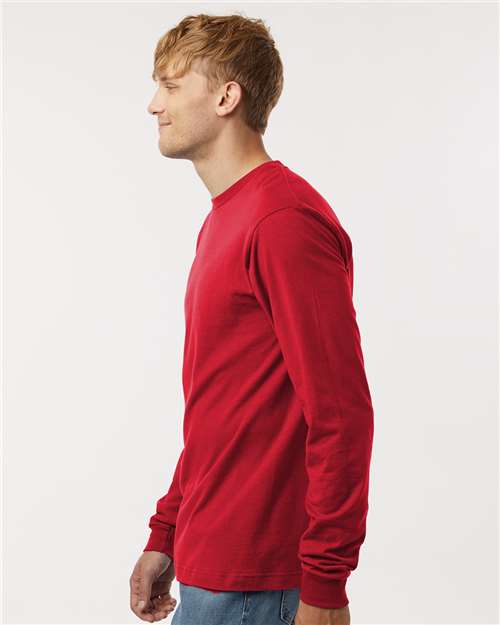 Unisex Fine Jersey Long Sleeve T-Shirt - OnModelSide - B00059329 - Red
