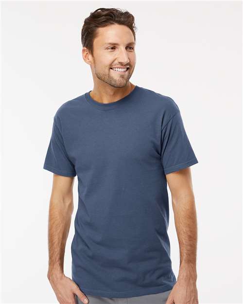 Men's Gold Soft Touch T-Shirt - OnModelFront - B01542273 - Indigo Blue