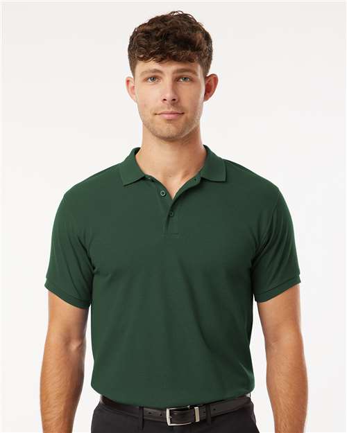 Men's Pique Polo - OnModelFront - B00596542 - Forest Green