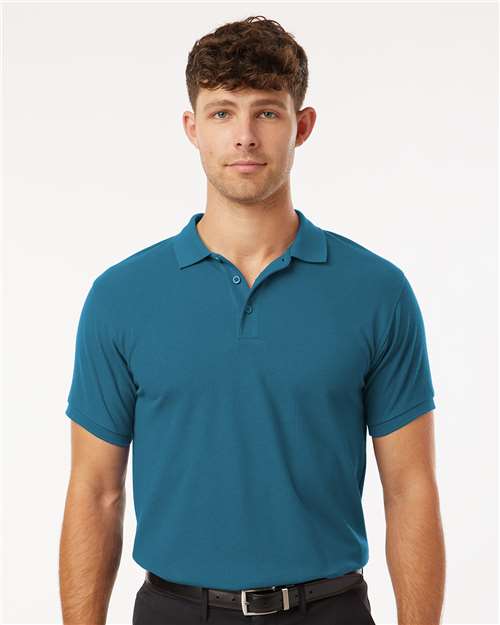 Men's Pique Polo - OnModelFront - B00596222 - Pacific Blue