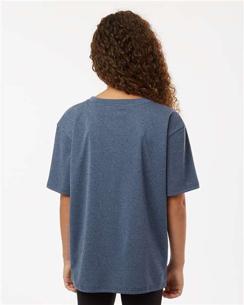 Youth Pro-Lock Performance T-Shirt - OnModelBack - B00896652 - Heather Navy
