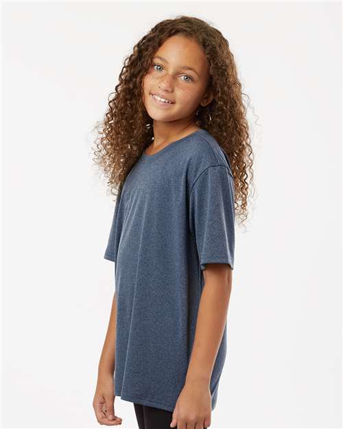 Youth Pro-Lock Performance T-Shirt - OnModelSide - B00896652 - Heather Navy