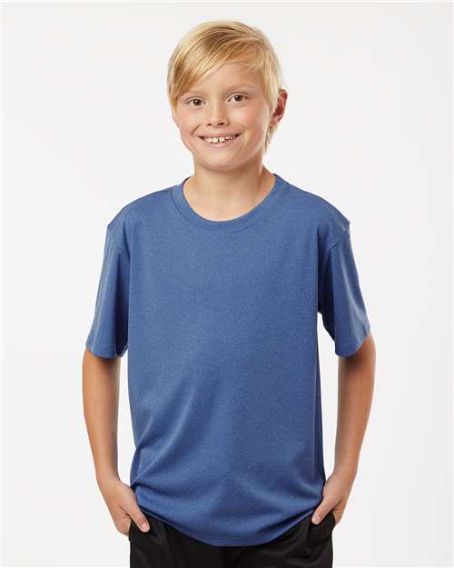 Youth Pro-Lock Performance T-Shirt - OnModelFront - B00896752 - Heather Royal