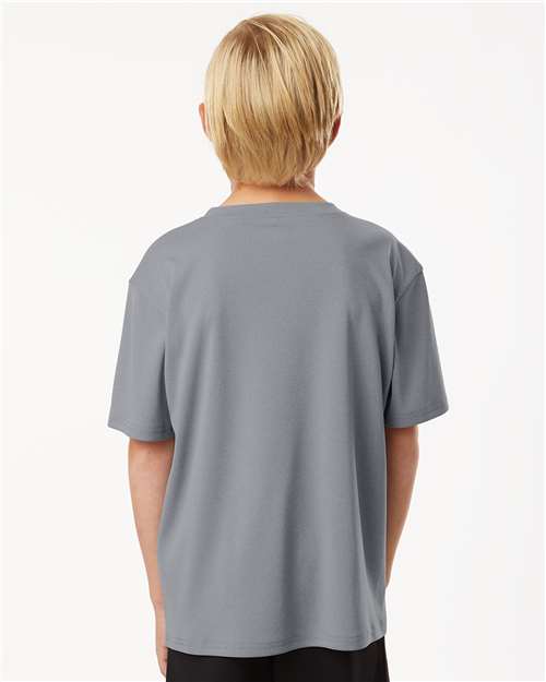 Youth Pro-Lock Performance T-Shirt - OnModelBack - B00896092 - Heather Steel