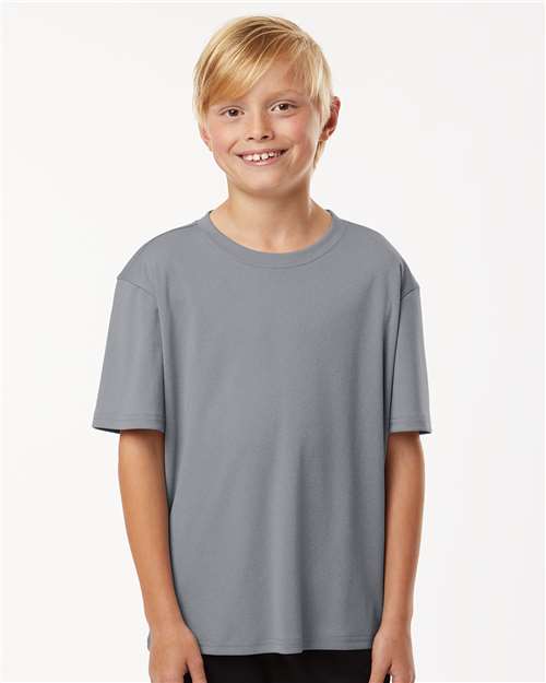 Youth Pro-Lock Performance T-Shirt - OnModelFront - B00896092 - Heather Steel