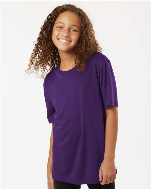 Youth Pro-Lock Performance T-Shirt - OnModelFront - B00896672 - Purple