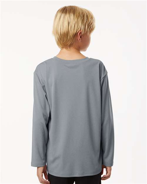 Youth Pro-Lock Performance Long Sleeve T-Shirt - OnModelBack - B00996092 - Heather Steel