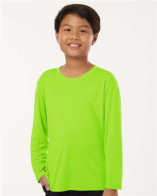 Youth Pro-Lock Performance Long Sleeve T-Shirt - OnModelFront - B00996172 - Lime