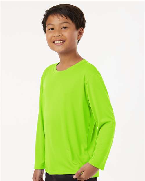 Youth Pro-Lock Performance Long Sleeve T-Shirt - OnModelSide - B00996172 - Lime
