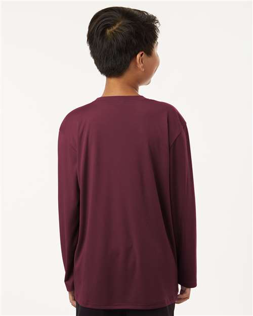 Youth Pro-Lock Performance Long Sleeve T-Shirt - OnModelBack - B00996532 - Maroon