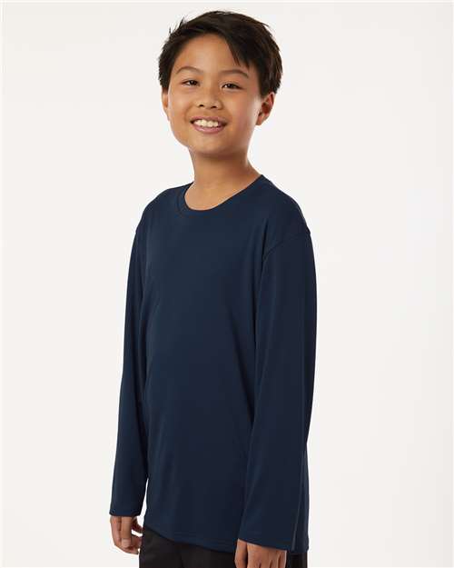 Youth Pro-Lock Performance Long Sleeve T-Shirt - OnModelSide - B00996132 - Navy