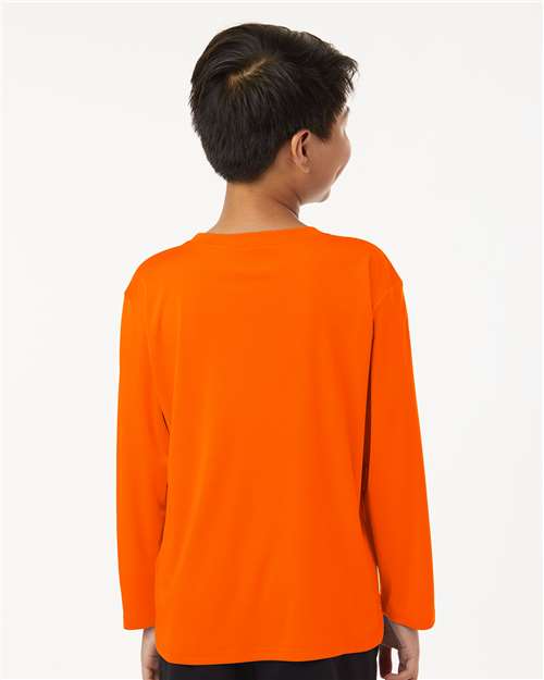 Youth Pro-Lock Performance Long Sleeve T-Shirt - OnModelBack - B00996662 - Neon Orange
