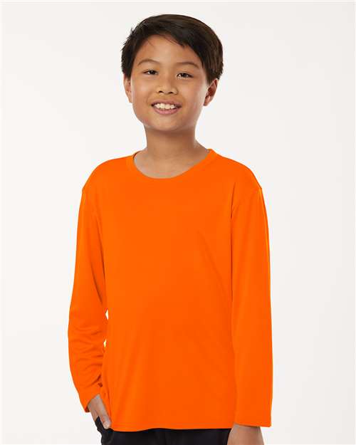 Youth Pro-Lock Performance Long Sleeve T-Shirt - OnModelFront - B00996662 - Neon Orange