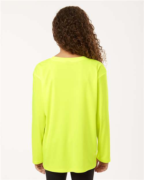 Youth Pro-Lock Performance Long Sleeve T-Shirt - OnModelBack - B00996142 - Neon Yellow